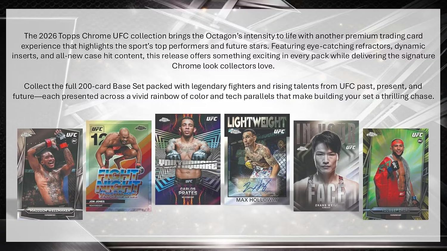 TOPPS CHROME UFC HOBBY TRADING CARD BOX (2 AUTOGRAPHS PER TRADING CARD BOX)2026