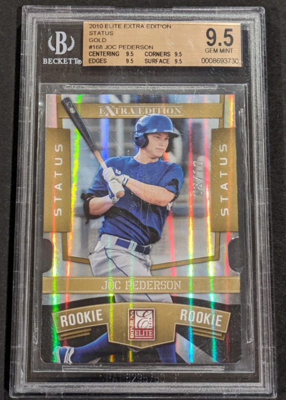 DONRUSS ELITE GOLD JOC PEDERSON 8/10 STATUS EXTRA EDITION #168 BGS 9.5 RC 2010