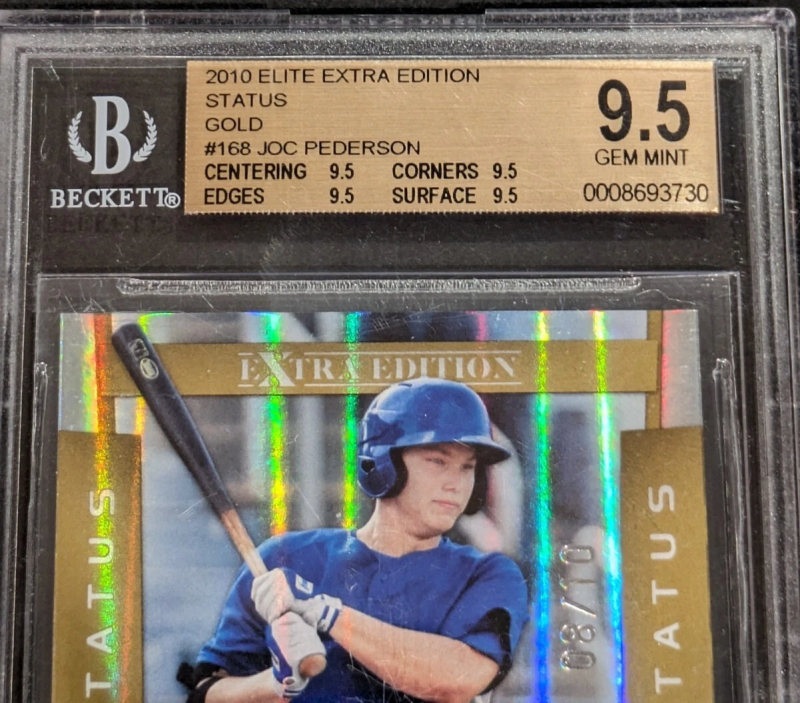 DONRUSS ELITE GOLD JOC PEDERSON 8/10 STATUS EXTRA EDITION #168 BGS 9.5 RC 2010