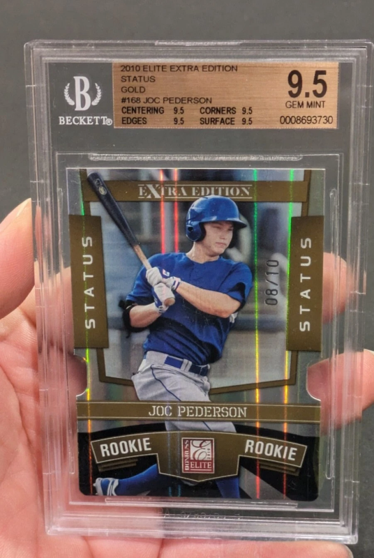 DONRUSS ELITE GOLD JOC PEDERSON 8/10 STATUS EXTRA EDITION #168 BGS 9.5 RC 2010