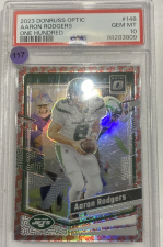 DONRUSS OPTIC - AARON RODGERS #148 RARE ONE HUNDRED 💯. PSA 10
