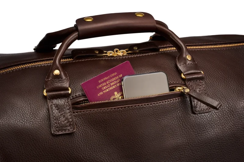 BENNETT WINCH LEATHER WEEKENDER, BROWN