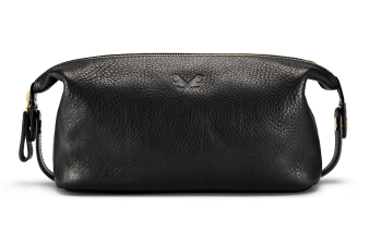 BENNETT WINCH LEATHER WASH BAG / DOPP KIT, BLACK