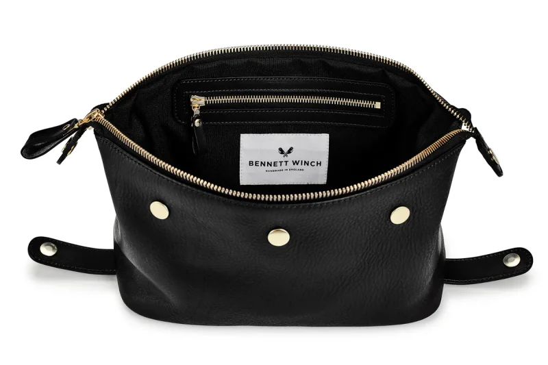 BENNETT WINCH LEATHER WASH BAG / DOPP KIT, BLACK