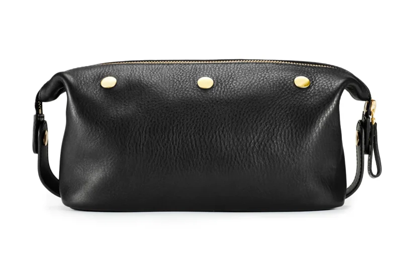 BENNETT WINCH LEATHER WASH BAG / DOPP KIT, BLACK