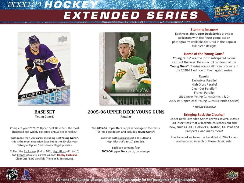 UPPER DECK EXTENDED SERIES HOCKEY HOBBY BOX TRADING CARDS COLLECTOR EDITION 2020-21