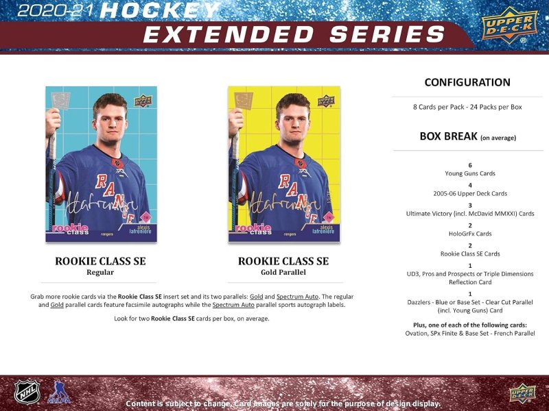 UPPER DECK EXTENDED SERIES HOCKEY HOBBY BOX TRADING CARDS COLLECTOR EDITION 2020-21