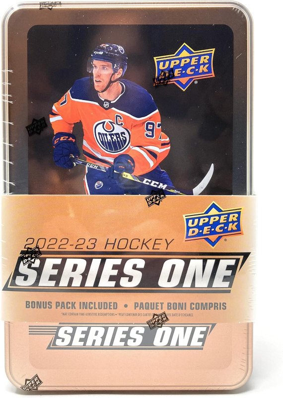 UPPER DECK SERIES 1 HOCKEY TIN OFFICIAL TRADING CARD COLLECTOR S BOX 2023