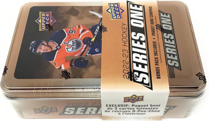 UPPER DECK SERIES 1 HOCKEY TIN OFFICIAL TRADING CARD COLLECTOR S BOX 2023