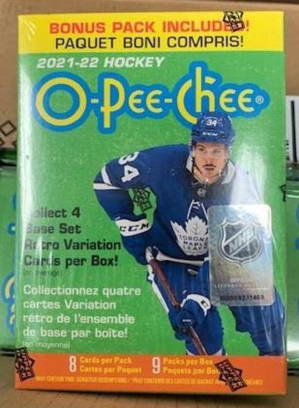 UPPER DECK O-PEE-CHEE NHL HOCKEY BLASTER BOX FACTORY SEALED 9 PACKS, 8 CARDS EACH 2021-22