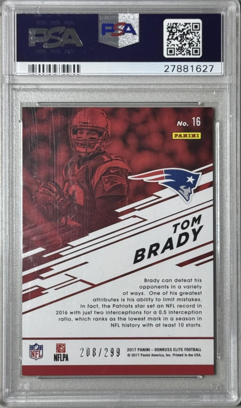 DONRUSS ELITE SPELLBOUND #16 TOM BRADY SPELLBOUND PSA 9 2017 PANINI