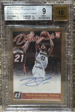 DONRUSS ELITE DOMINATOR SIGNATURES GOLD RC 4/10 BGS 9 2015-16 KARL-ANTHONY TOWNS