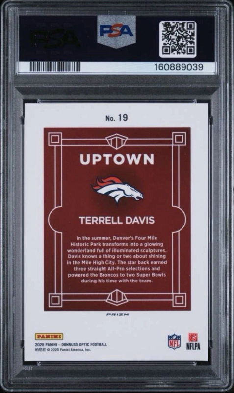 DONRUSS OPTIC TERRELL DAVIS UPTOWN #19 PSA 9 BRONCOS 2025 PANINI