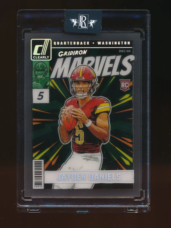 DONRUSS JAYDEN DANIELS GRIDIRON MARVELS RC #7 COMMANDERS 2024 PANINI CLEARLY