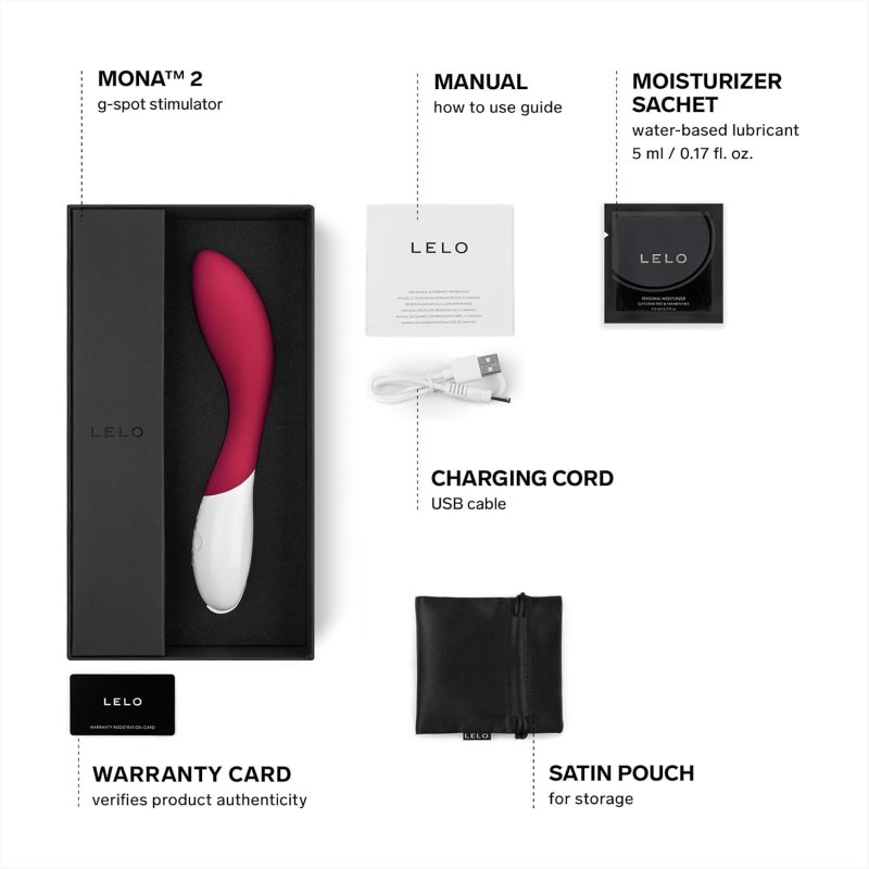 LELO MONA 2 G-SPOT VIBRATOR - CURVED PERSONAL MASSAGER IN CERISE FOR INTIMATE PLEASURE
