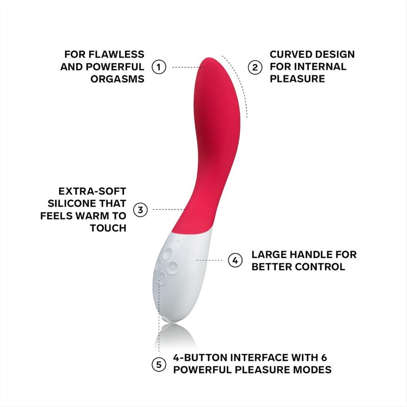 LELO MONA 2 G-SPOT VIBRATOR - CURVED PERSONAL MASSAGER IN CERISE FOR INTIMATE PLEASURE