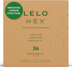 LELO HEX ORGANIC ULTRA THIN ORGANIC LATEX CONDOMS 36 PACK FOR ENHANCED SENSITIVITY