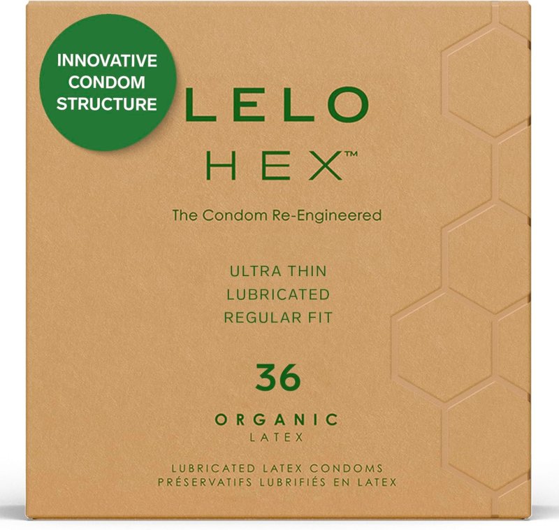 LELO HEX ORGANIC ULTRA THIN ORGANIC LATEX CONDOMS 36 PACK FOR ENHANCED SENSITIVITY