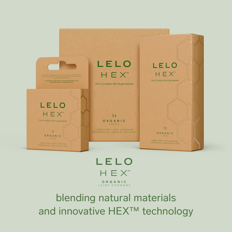 LELO HEX ORGANIC ULTRA THIN ORGANIC LATEX CONDOMS 36 PACK FOR ENHANCED SENSITIVITY
