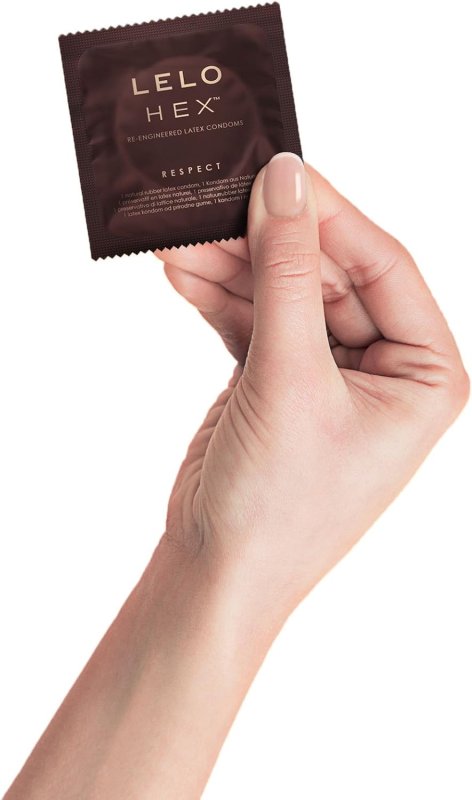 LELO HEX RESPECT XL LUXURY CONDOMS THIN, STRONG HEXAGONAL LATEX, LUBRICATED, 3 PACK