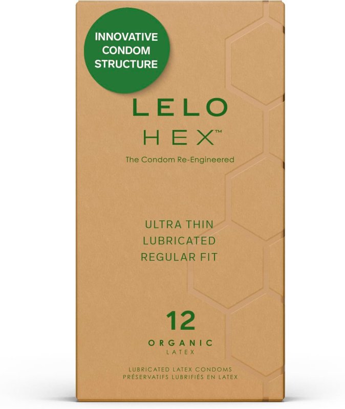 LELO HEX ORGANIC ULTRA THIN CONDOMS 12 PACK, ORGANIC LATEX FOR ENHANCED SENSITIVITY