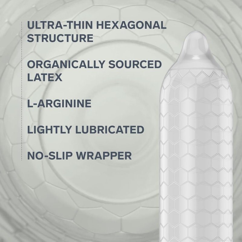 LELO HEX ORGANIC ULTRA THIN CONDOMS 12 PACK, ORGANIC LATEX FOR ENHANCED SENSITIVITY