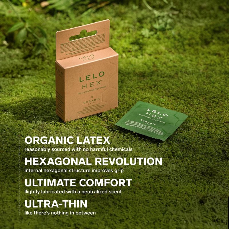 LELO HEX ORGANIC ULTRA THIN CONDOMS 12 PACK, ORGANIC LATEX FOR ENHANCED SENSITIVITY