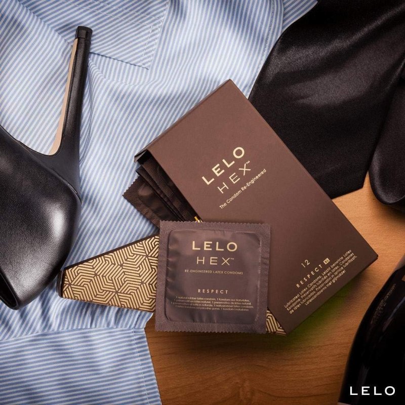 LELO HEX RESPECT XL EXTRA LARGE CONDOMS - STRONG, DURABLE, 12 PACK