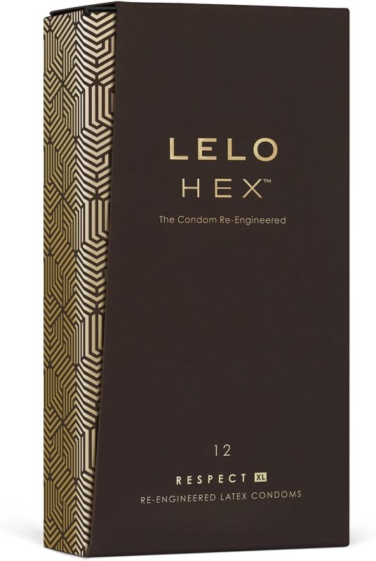 LELO HEX RESPECT XL EXTRA LARGE CONDOMS - STRONG, DURABLE, 12 PACK