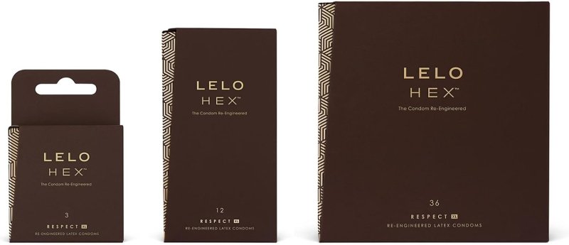 LELO HEX RESPECT XL EXTRA LARGE CONDOMS - STRONG, DURABLE, 12 PACK