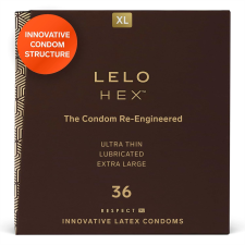 LELO HEX RESPECT XL EXTRA LARGE CONDOMS, STRONG DURABLE PROTECTION, 36 PACK