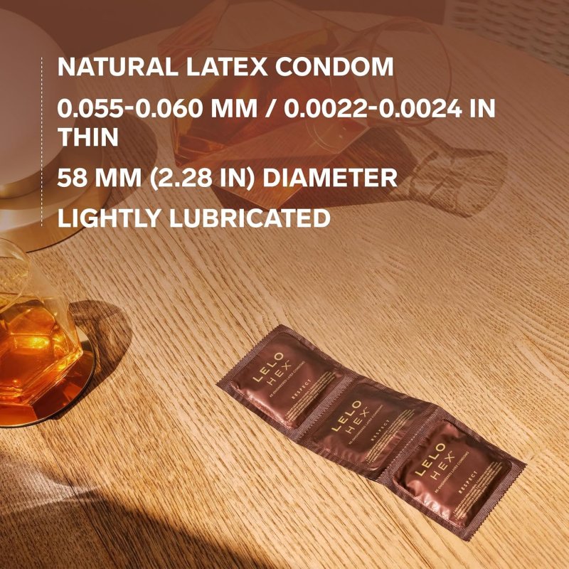 LELO HEX RESPECT XL EXTRA LARGE CONDOMS, STRONG DURABLE PROTECTION, 36 PACK
