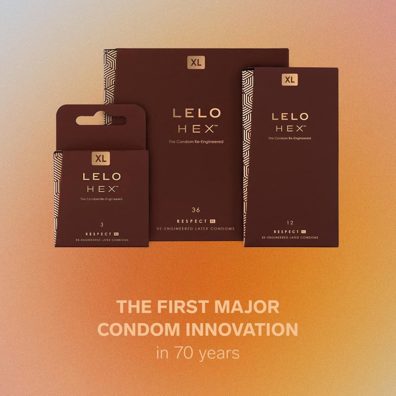 LELO HEX RESPECT XL EXTRA LARGE CONDOMS, STRONG DURABLE PROTECTION, 36 PACK
