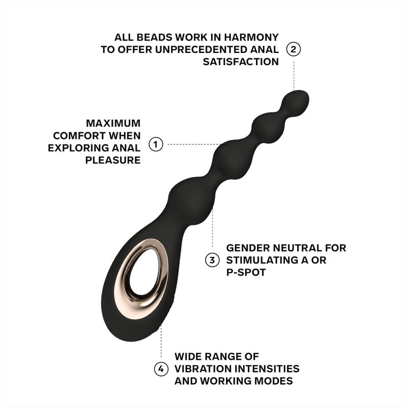 LELO SORAYA VIBRATING ANAL BEADS - BOW-MOTION BLACK MASSAGER FOR INTENSE PLEASURE