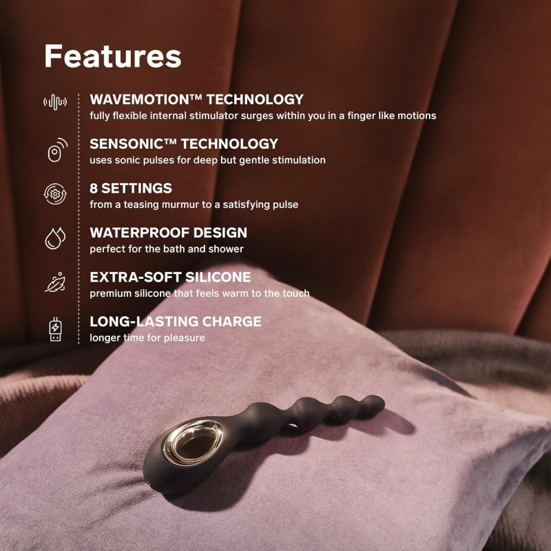 LELO SORAYA VIBRATING ANAL BEADS - BOW-MOTION BLACK MASSAGER FOR INTENSE PLEASURE
