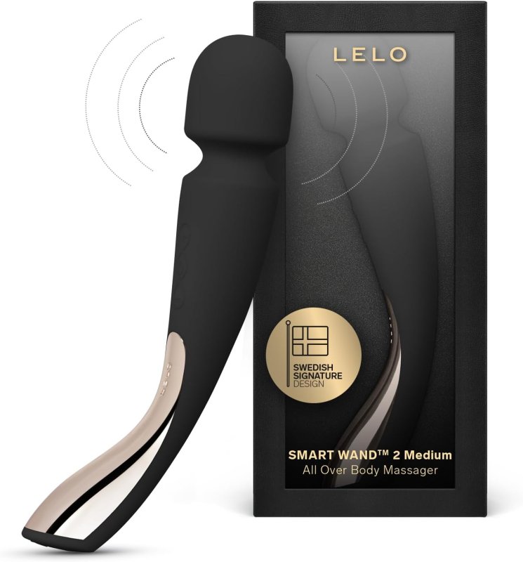 LELO SMART WAND MEDIUM - WATERPROOF PERSONAL MASSAGER, BLACK, POWERFUL VIBRATING WAND