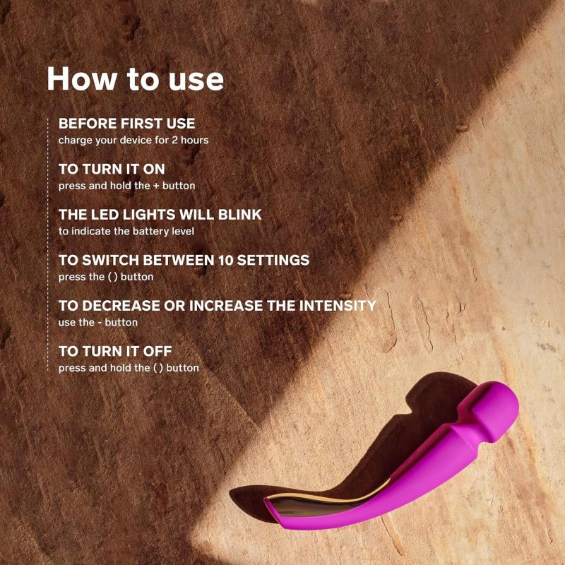LELO SMART WAND MEDIUM - WATERPROOF PERSONAL MASSAGER, BLACK, POWERFUL VIBRATING WAND