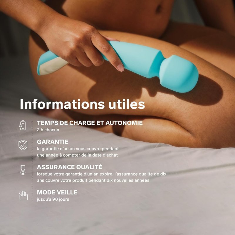 LELO SMART WAND LARGE BODY MASSAGER 10 VIBRATION PATTERNS, DEEP ROSE COLOR, FULL-BODY USE