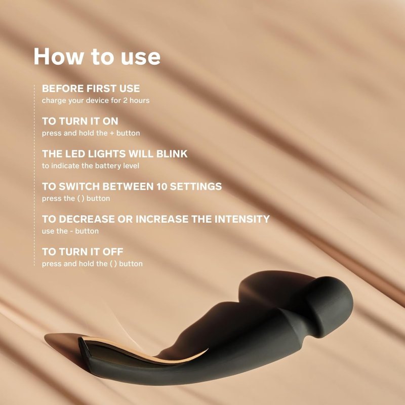 LELO SMART WAND LARGE BODY MASSAGER 10 VIBRATION PATTERNS, DEEP ROSE COLOR, FULL-BODY USE