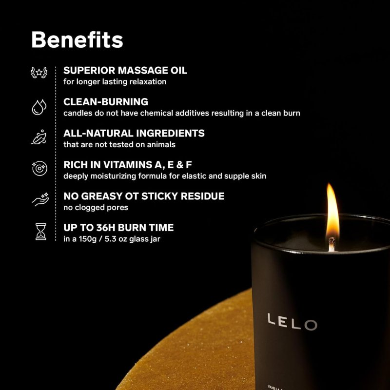 LELO FLICKERING TOUCH MASSAGE CANDLE BLACK PEPPER POMEGRANATE SCENTED AROMATHERAPY