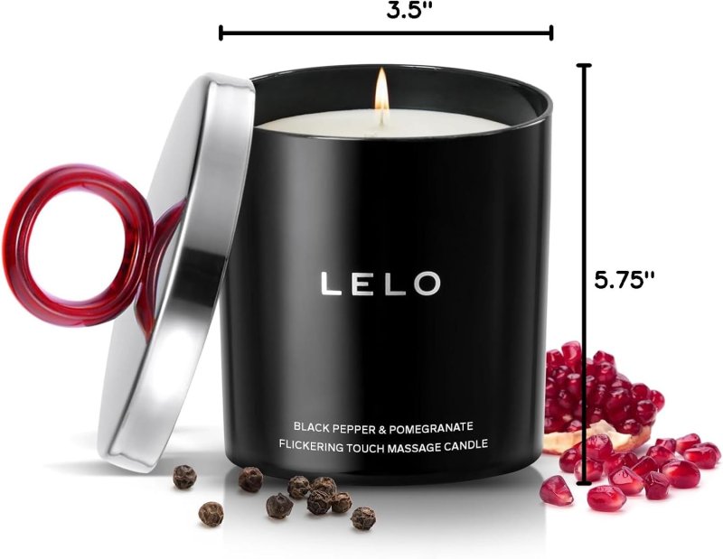 LELO FLICKERING TOUCH MASSAGE CANDLE BLACK PEPPER POMEGRANATE SCENTED AROMATHERAPY