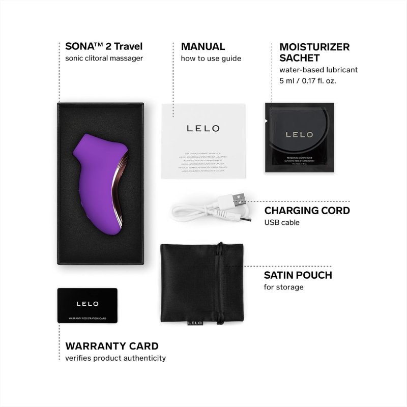 LELO SONA 2 TRAVEL MINI SONIC CLITORAL VIBRATOR STIMULATOR IN PURPLE PORTABLE PLEASURE