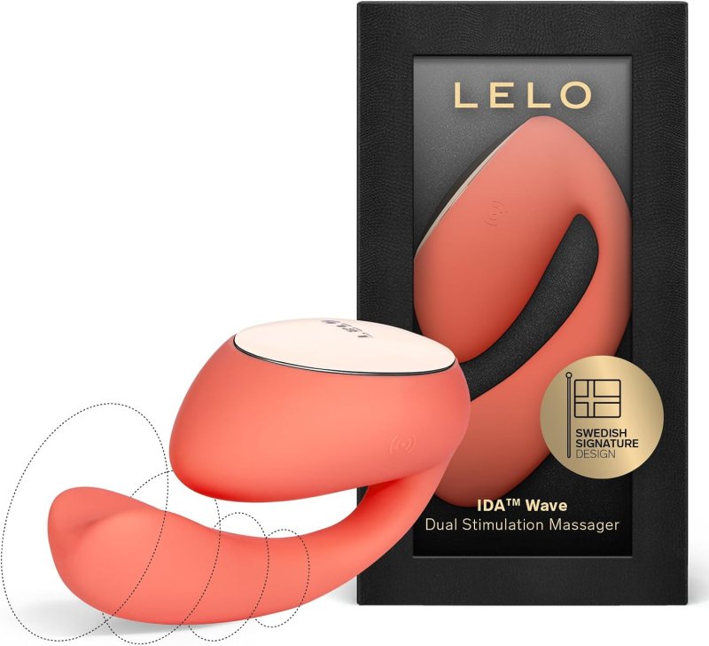 LELO IDA WAVE DUAL APP-CONTROLLED COUPLES VIBRATOR IN CORAL RED INTIMATE PLEASURE TOY