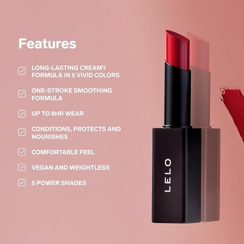 LELO STYLO CREAMY MATTE LIPSTICK LONG LASTING, VIBRANT LIP COLOR COME ON OVER SHADE