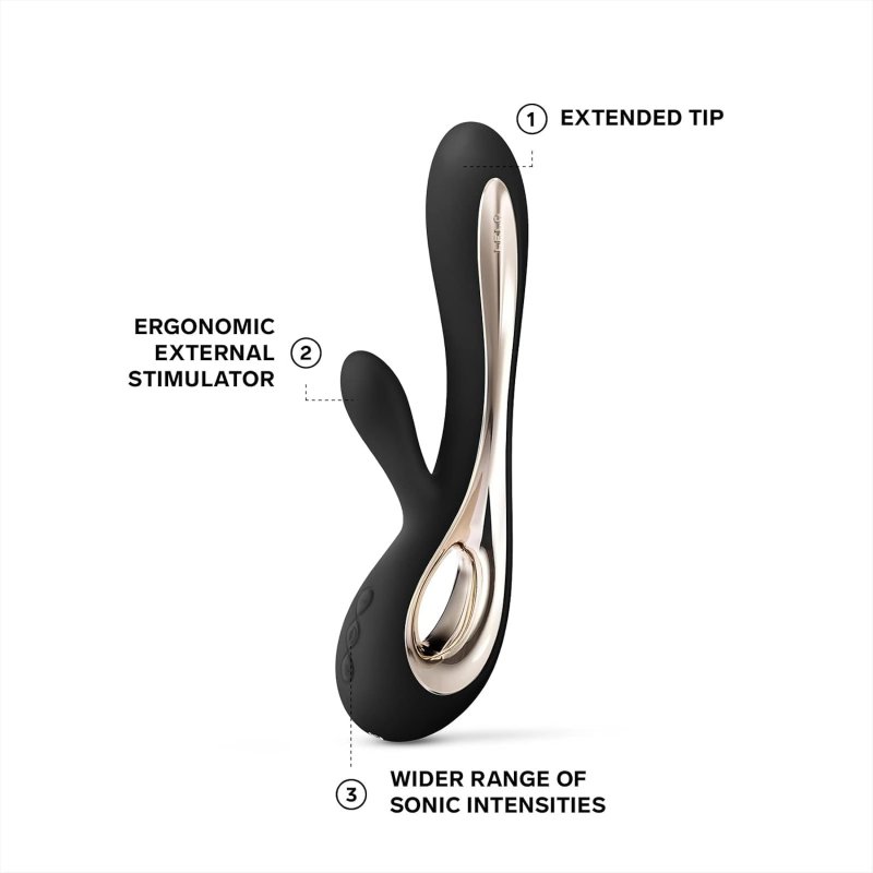 LELO SORAYA 2 RABBIT VIBRATOR DUAL G-SPOT CLITORAL STIMULATOR, BLACK