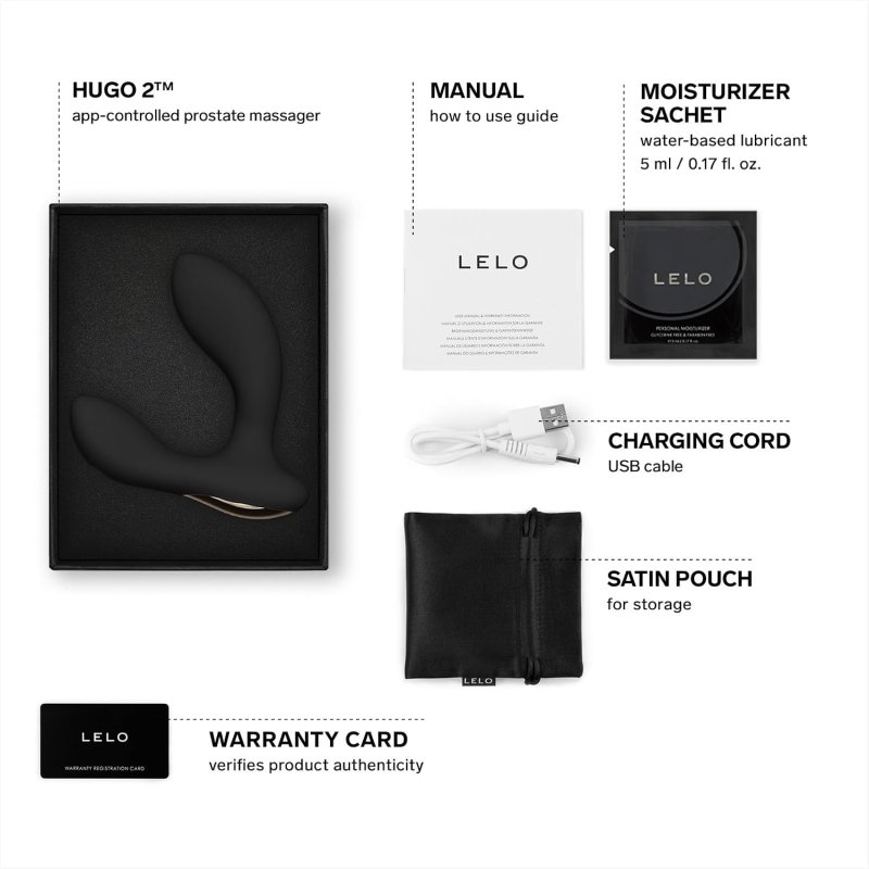 LELO HUGO 2 APP-CONTROLLED BLACK PROSTATE MASSAGER ADVANCED ANAL TOY FOR MEN