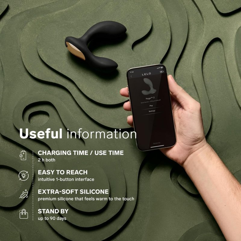 LELO HUGO 2 APP-CONTROLLED BLACK PROSTATE MASSAGER ADVANCED ANAL TOY FOR MEN