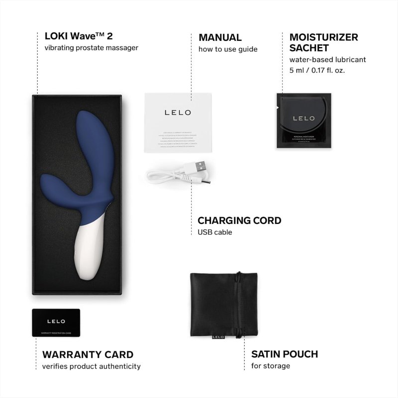 LELO LOKI WAVE 2 WATERPROOF VIBRATING PROSTATE MASSAGER BLUE ANAL TOY FOR MEN