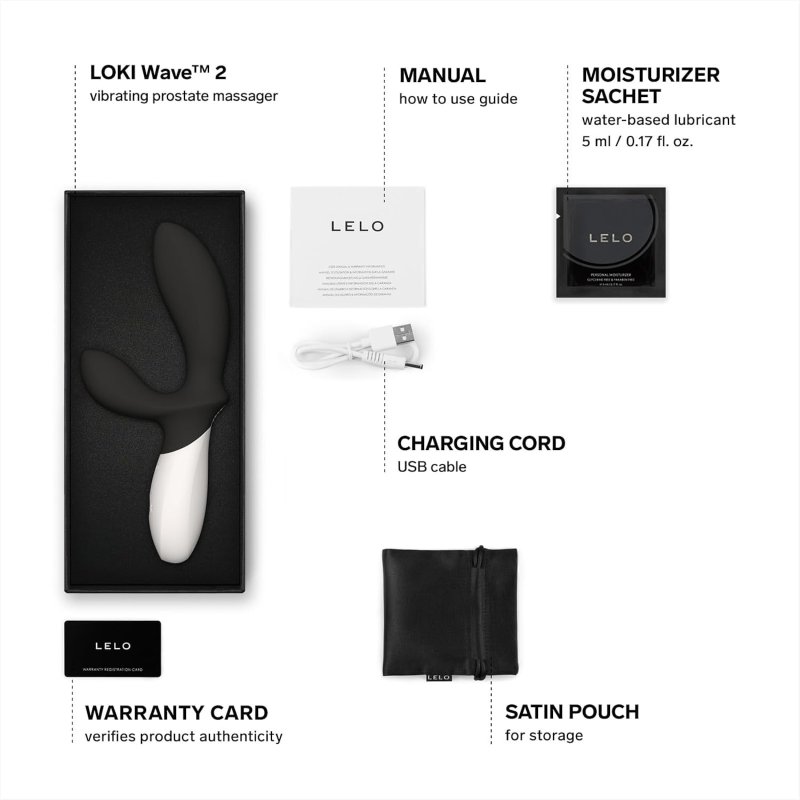 LELO LOKI WAVE 2 WATERPROOF VIBRATING PROSTATE MASSAGER BLACK POWERFUL ANAL TOY