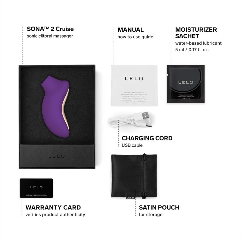 LELO SONA 2 CRUISE SONIC SUCTION VIBRATOR PURPLE CLITORAL STIMULATOR FOR WOMEN